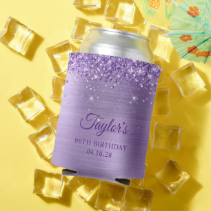 Porta-lata Luz Espelhada Lilás Glitter 60º Aniversário