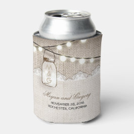 Porta-lata Luzes de Cordas e Burlap Russo Mason Jar