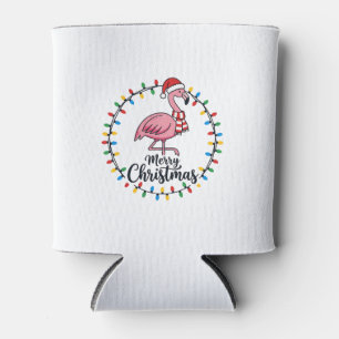 Porta-lata Luzes de Natal de Flamingo Feriado