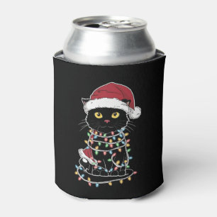 Porta-lata Luzes de Natal para Amante de Gatos Divertidos