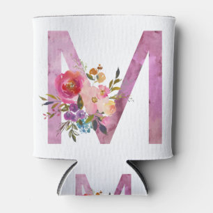 Porta-lata M, Monograma floral inicial, flor de cor d'água