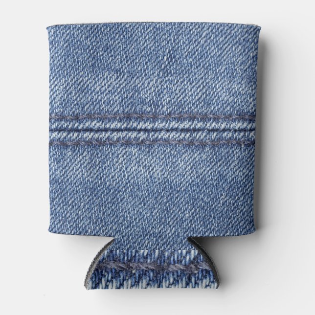 Porta-lata Macro Blue Denim, Textura De Fechamento. (Frente)