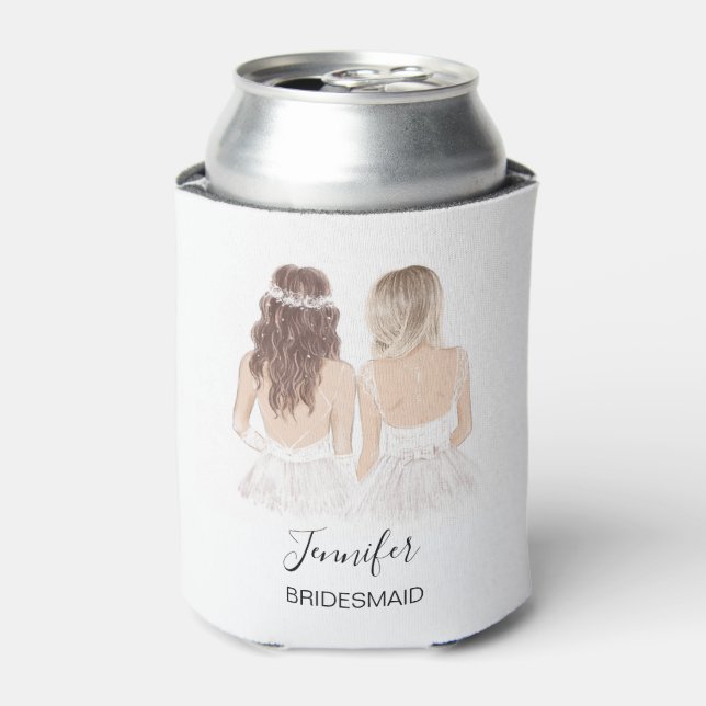Porta-lata Madrinha de casamento de Bridesmaid Ilustrada à Mã (Can Front)