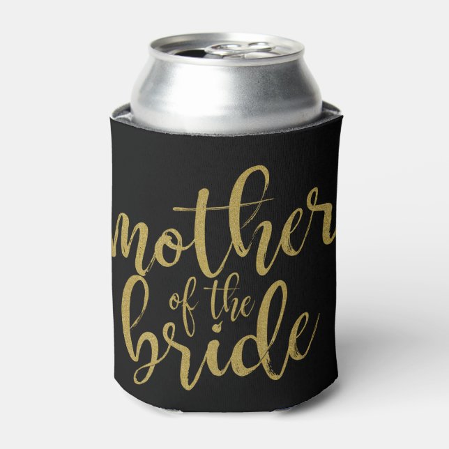 Porta-lata Mãe da Noiva Caligrafia Dourada com Brilho (Can Front)