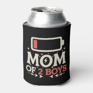 Porta-lata Mãe de 2 Meninos Bateria Baixa Funny Dia das Mães