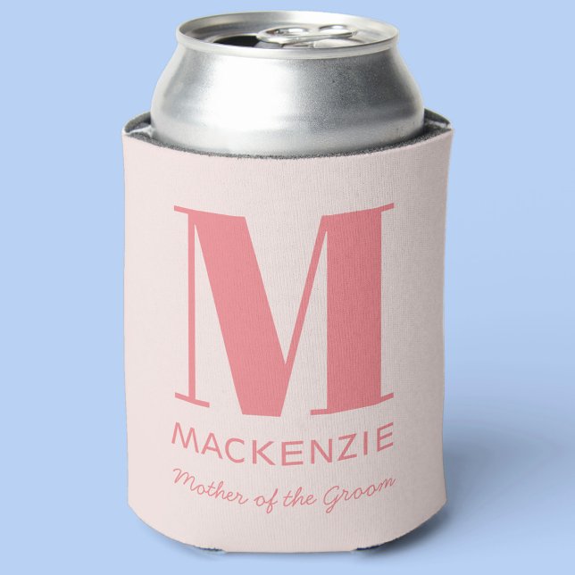 Porta-lata Mãe do Monograma Cor-de-Rosa (Mother of the Groom blush pink personalized can cooler)