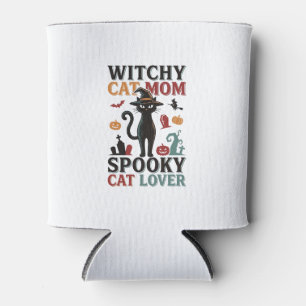 Porta-lata Mãe Gata de Halloween Design Vintage Witchy Amante