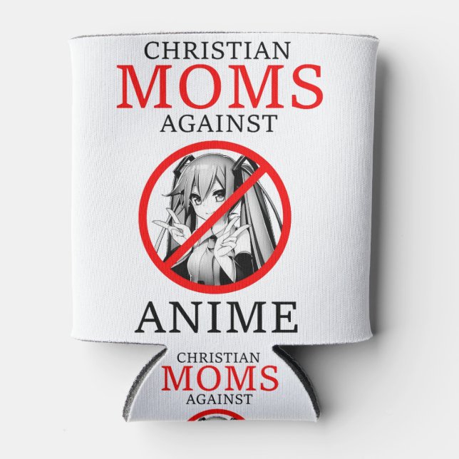 Porta-lata Mães Cristãs Contra Anime Engraçado Meme (Frente)