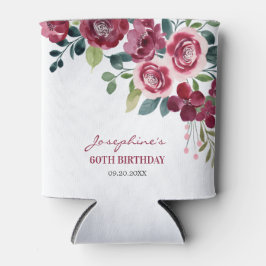Porta-lata Magenta Pink Rose Floral Greenery Birthday