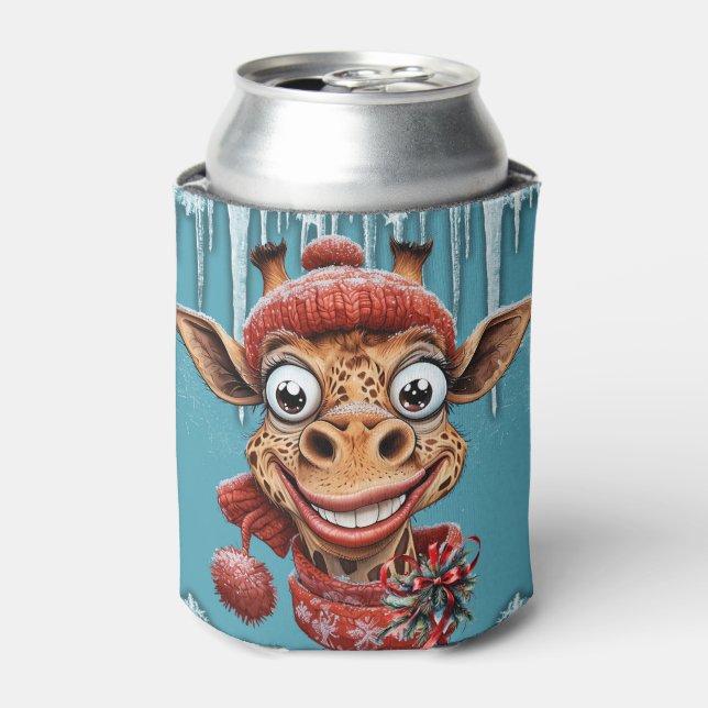 Porta-lata Magia de inverno com uma girafa de desenho animado (Can Front)
