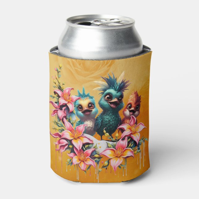 Porta-lata Magia de pássaros num mar de ​ flores ​. (Can Front)