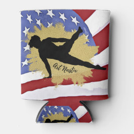 Porta-lata Male Gymnast Silhouette Art - Bandeira Americana