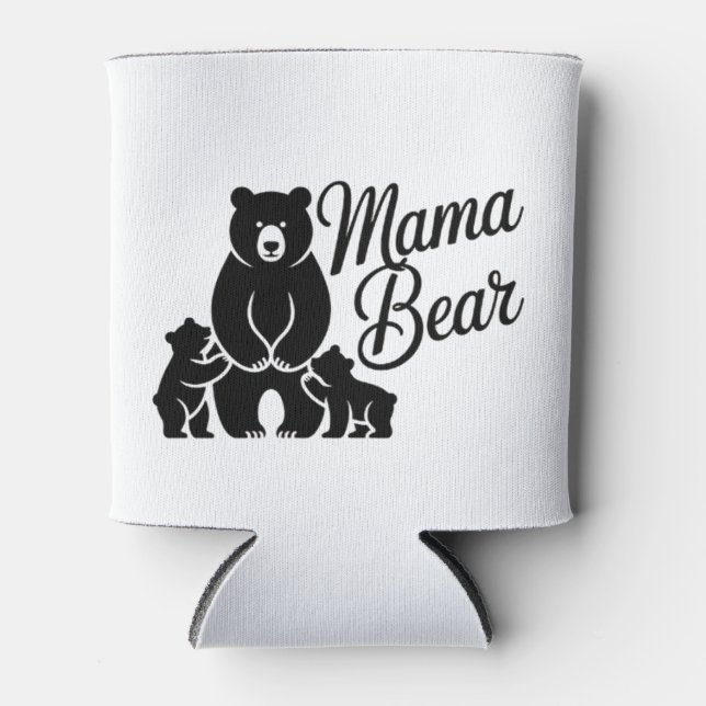 Porta-lata Mama Bear with Cubs Cute Family Bear (Frente)