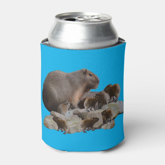 Porta-lata Mamãe Capybara Com Bebês, Consegue Resfriar (Can Front)