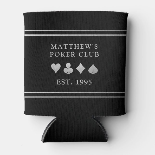 Porta-lata Man Cave Card Club Silver Tocando Traje (Frente)