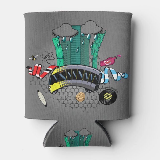 Porta-lata Manchester e Greater Manchester com abelha & tram (Frente)