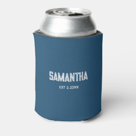 Porta-lata Manta com monograma em azul e branco
