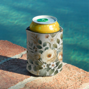 Porta-lata Manteiga Amarelo Aquarela Primavera Floral e Verão
