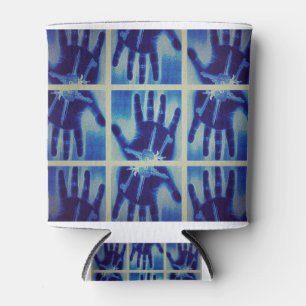 Porta-lata mão azul assustadora