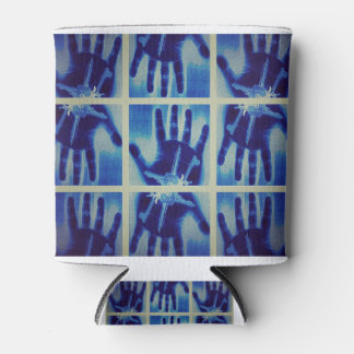 Porta-lata mão azul assustadora