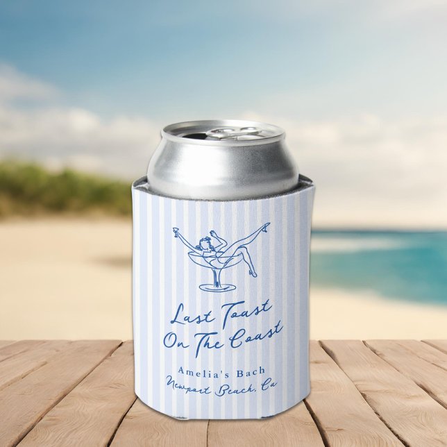 Porta-lata Mão Branca Desenhada Azul Última Brinde na Costa (Criador carregado)