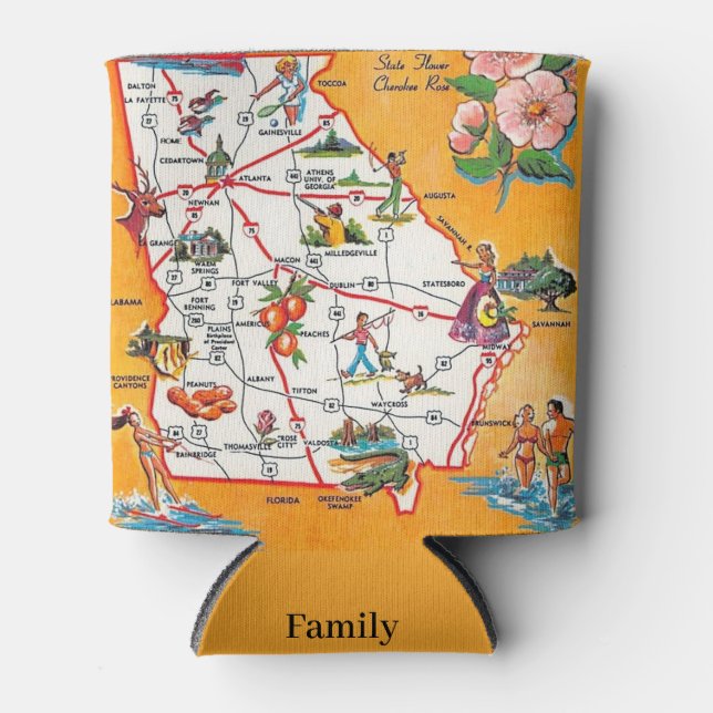 Porta-lata Mapa Antigo da Geórgia (Frente)