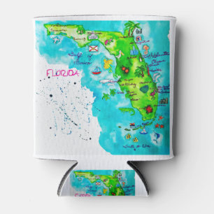 Porta-lata Mapa da aguarela de Florida