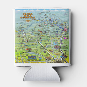 Porta-lata Mapa de desenho animado do Texas Hill Country