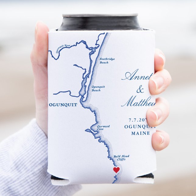 Porta-lata Mapa de Ogunquit Maine Favor de Casamento Bebida (Criador carregado)