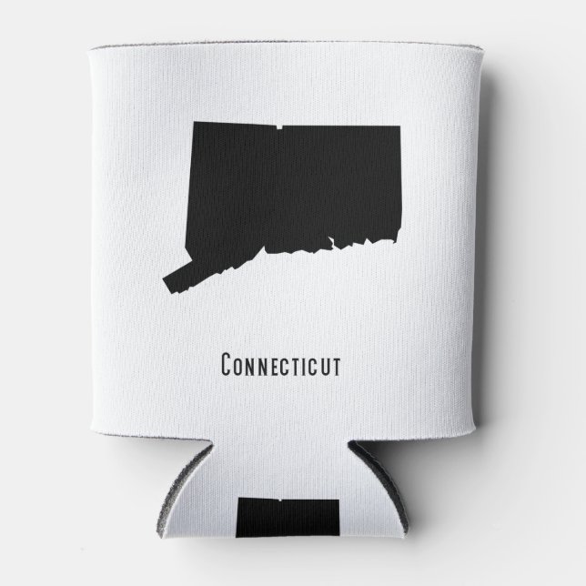 Porta-lata Mapa do Connecticut - Simples preto e branco moder (Frente)