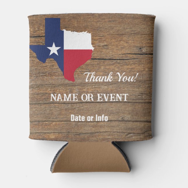 Porta-lata Mapa do Texas Barnwood e Estrela (Frente)