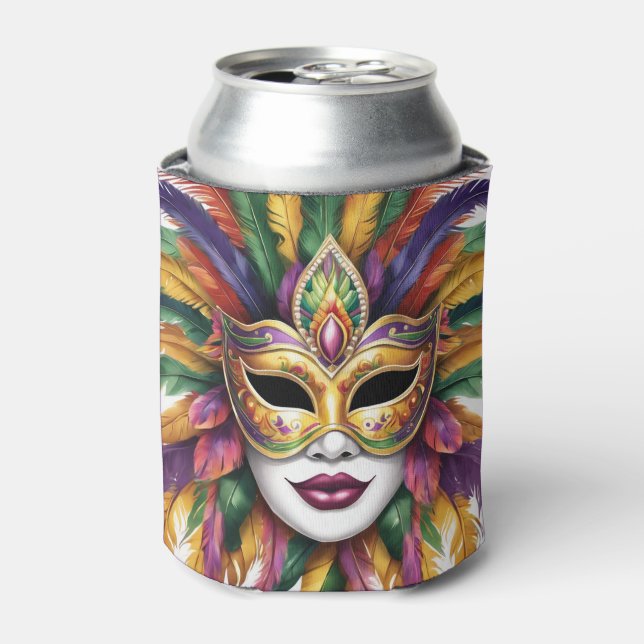 Porta-lata Mardi Gras Adicione Nome Máscara de Carnaval (Can Front)
