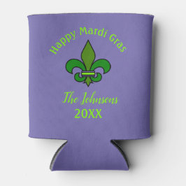 Porta-lata Mardi Gras Fleur de Lis Custom Can Cooler Favor