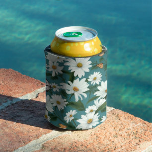 Porta-lata Margaridas Brancas e Borboletas