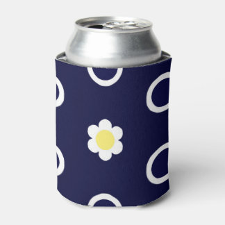 Porta-lata Margaridas e Azul Marinho e Pontos Brancos