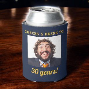 Porta-lata Marinho Azul Cheers & Beers Milestone Foto de Aniv