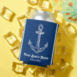 Porta-lata Marinho Azul Náutico Bem-Vindo Sobre Barco Persona