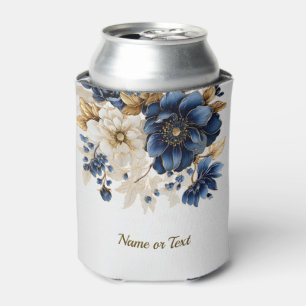 Porta-lata Marinho Azul Ouro Branco Prata Floral