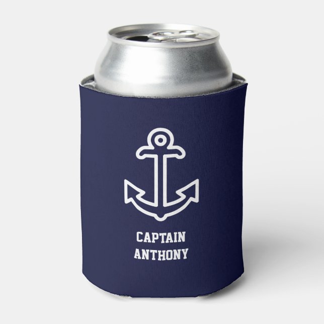 Porta-lata Marinho Blue Boat Anchor Personalizado Pode Resfri (Can Front)