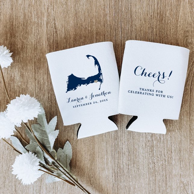 Porta-lata Marinho Blue Harwich Port Cape Cod Dourado Heart C (Criador carregado)