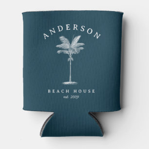 Porta-lata Marinho Blue Simple Palm Tree Beach House