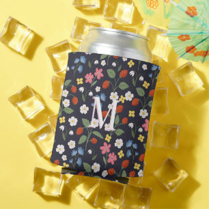 Porta-lata marinho com padrão de morango silvestre