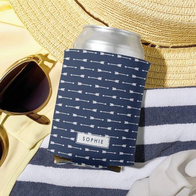 Porta-lata Marinho e setas brancas personalizadas (Criador carregado)