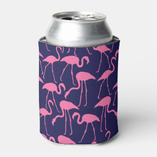 Porta-lata Marinho e teste padrão cor-de-rosa do flamingo