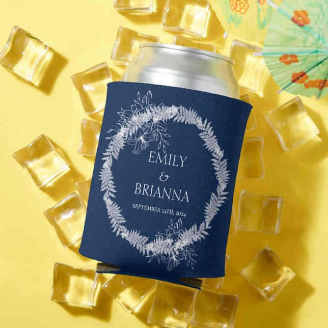 Porta-lata Marinho Elegante clássico Casamento azul (Verão in situ)