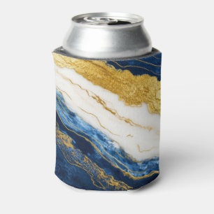 Porta-lata Marinho Luxurioso Azul e Dourado Mármaco Folha