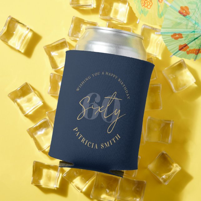 Porta-lata Marinho moderno Elegante 60º aniversário (Verão in situ)