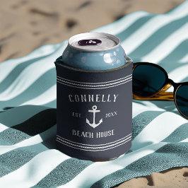 Porta-lata Marinho Rustic Anchor Personalizado Beach House