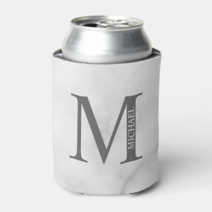 Porta-lata Mármore Branco Monograma Personalizado e Nome