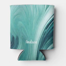 Porta-lata Mármore Teal de Onda do Oceano Personalizado
